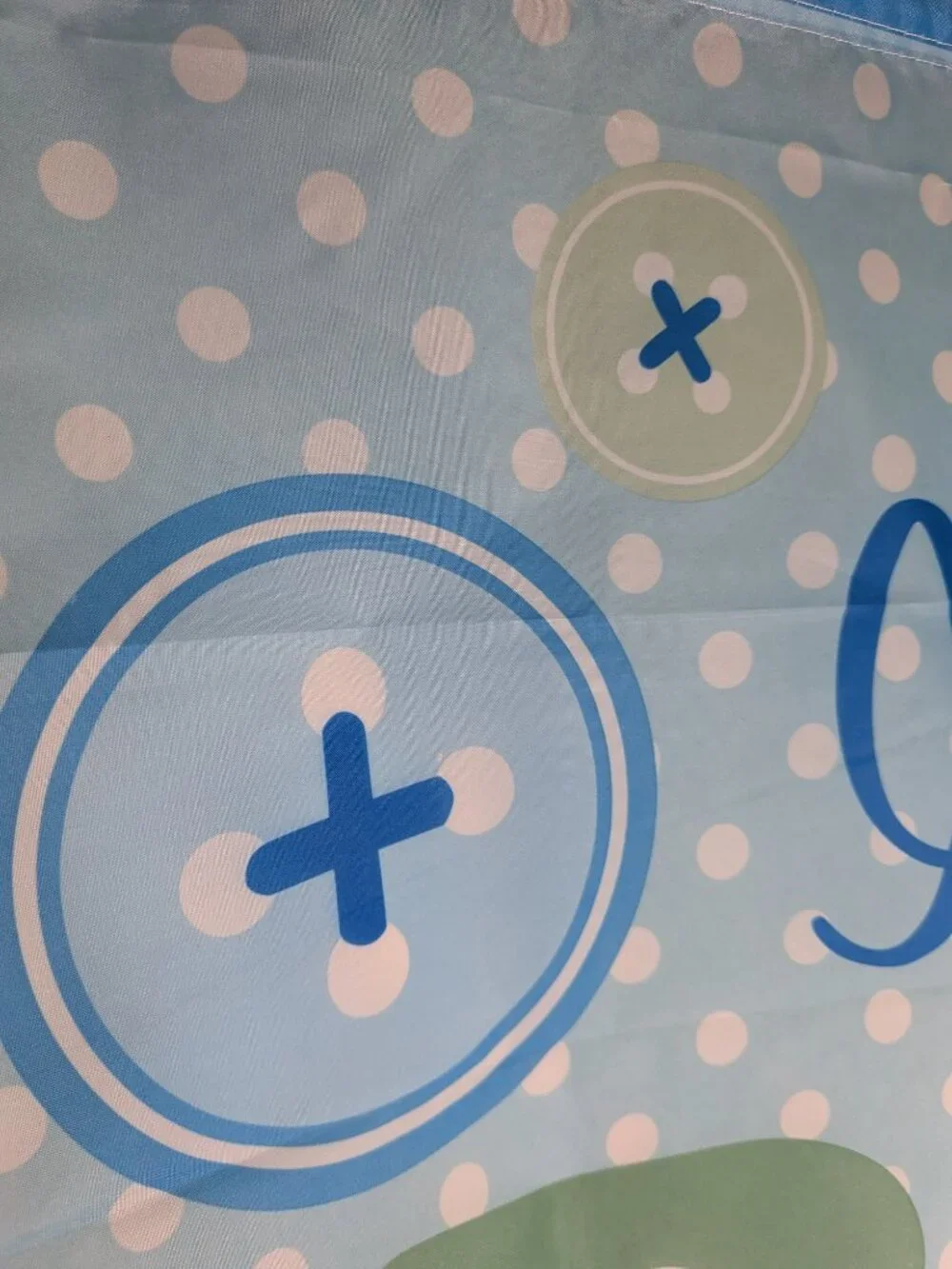 VTG It's A Boy Garden Flag Large Banner Blue Teddy Bear Polka Dot Baby Shower